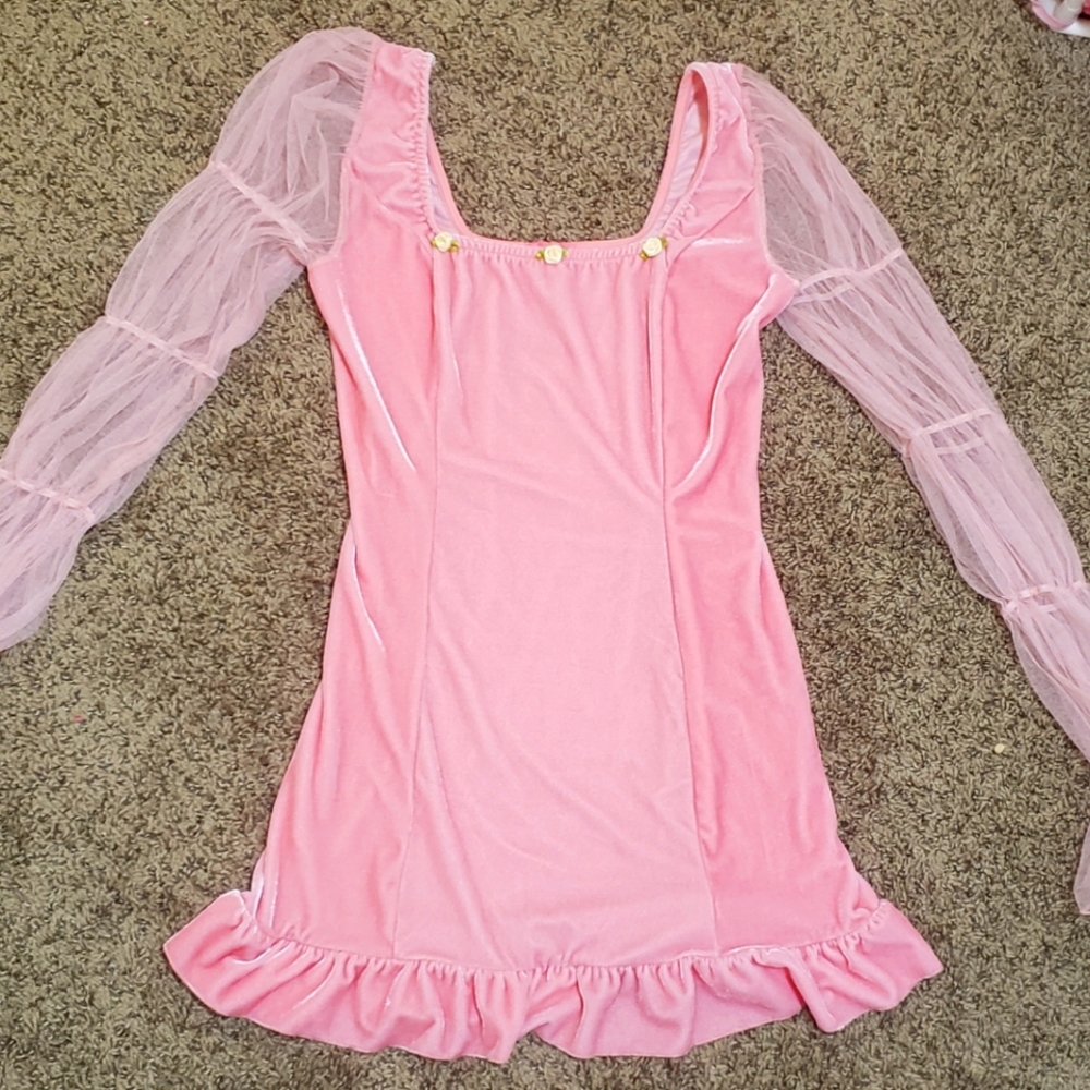 Sugar Thrillz sheer sleeve mini dress